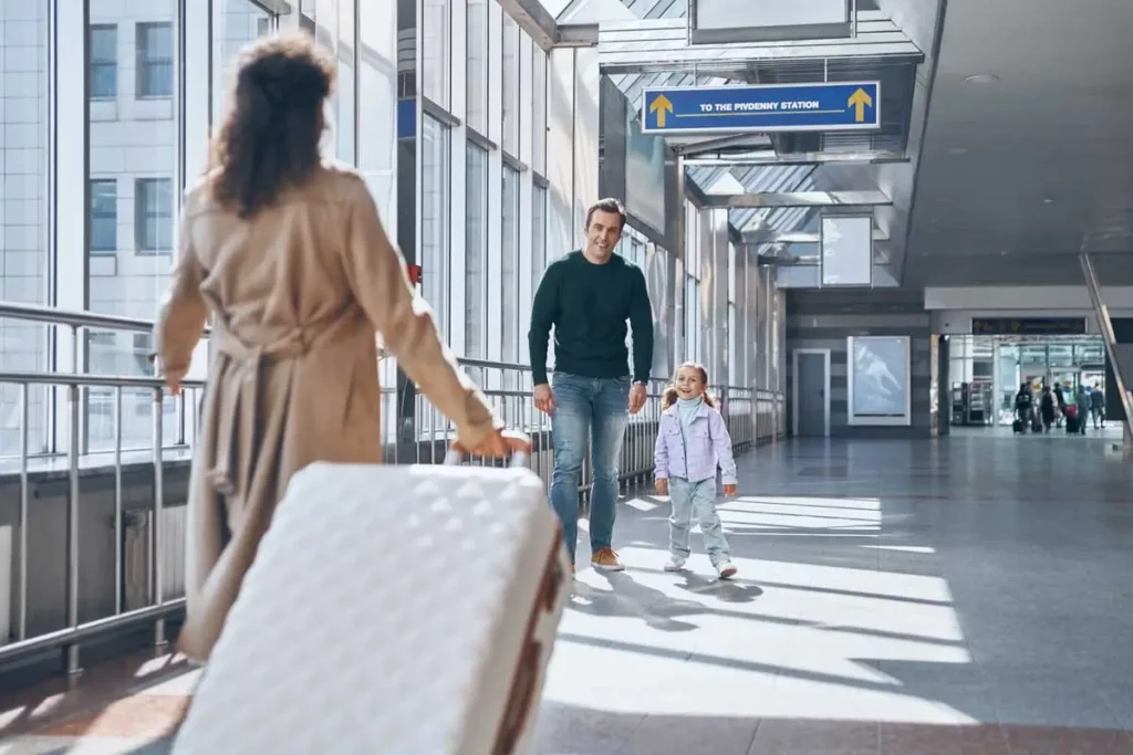A family reunited after completing an Australian migration process